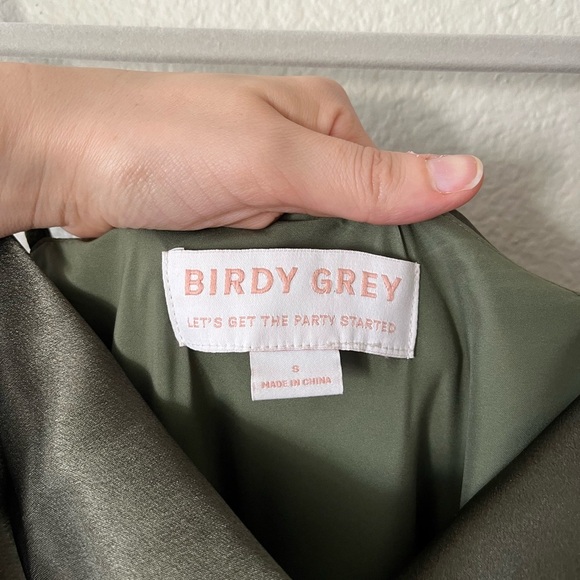 Birdy Grey Lisa Shiny Satin Cowl Neck Olive Green Long Dress in Women’s Size S - Picture 11 of 16